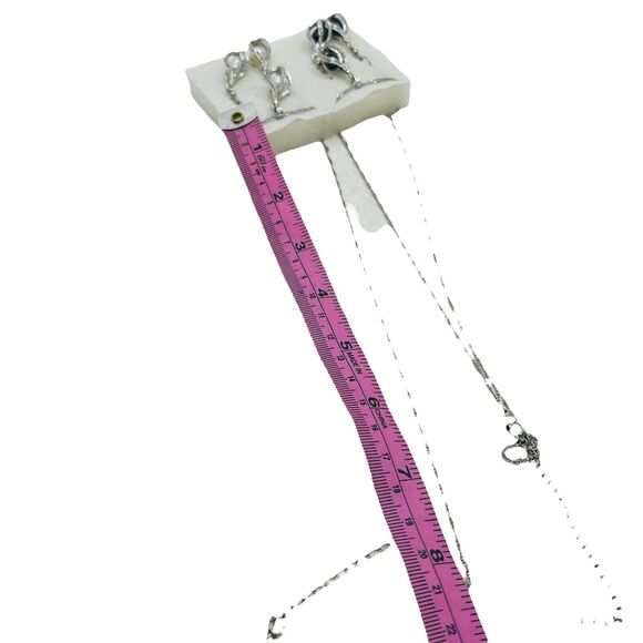 Necklace And Earrings Set Womens Silver Tone Faux Pearl Lobster Claw Clasp - Picture 12 of 16